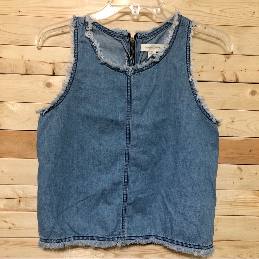 Treasure & Bond Children Denim Zipper back closure girls kids top size 14/16